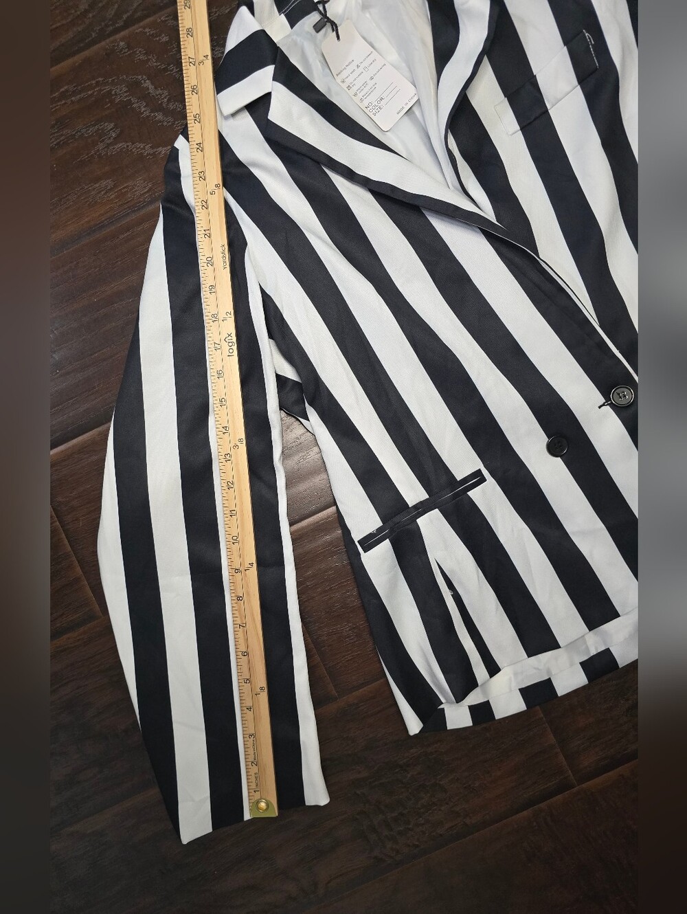 NWT Moxeay Womens Black White Striped Beetlejuice Halloween Blazer XL - Picture 3 of 11